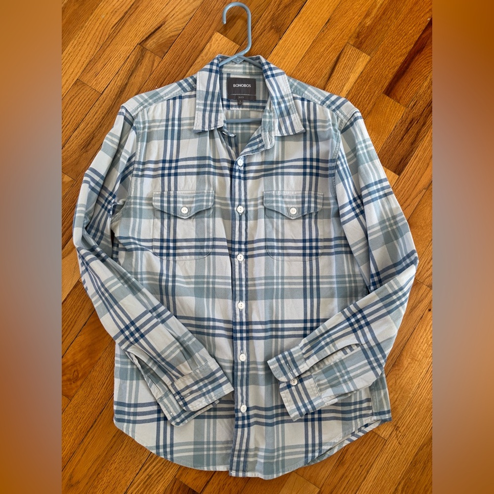 Bonobos Blue and Light Blue Plaid Shirt